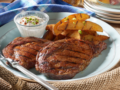 Grilled Ribeye Steaks and Potatoes